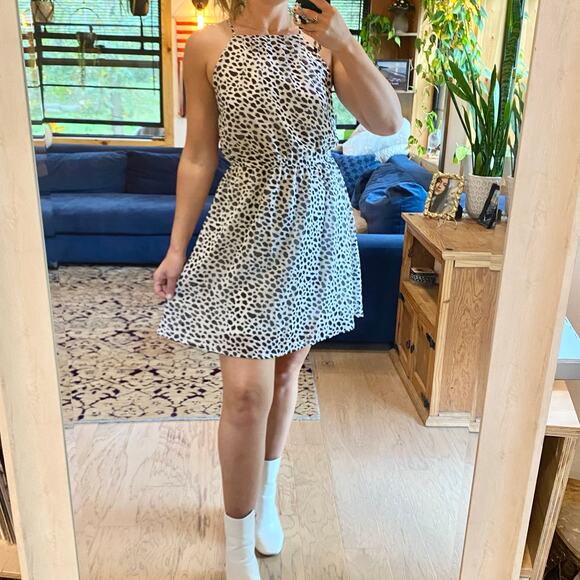 Maurices black and white animal print flare dress - Picture 1 of 7